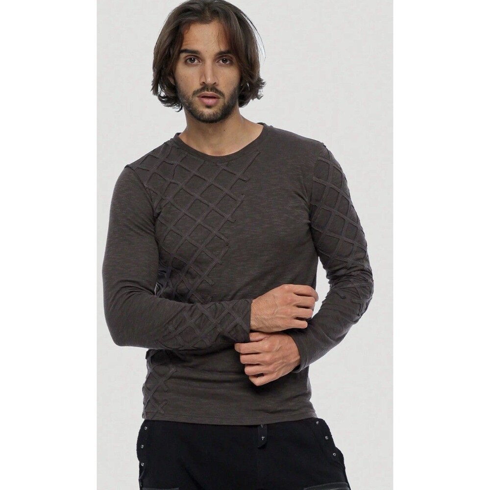 Psycho Gauda Sweater Mens (5) XXL Charcoal Long‎ Sleeve Textured Pattern